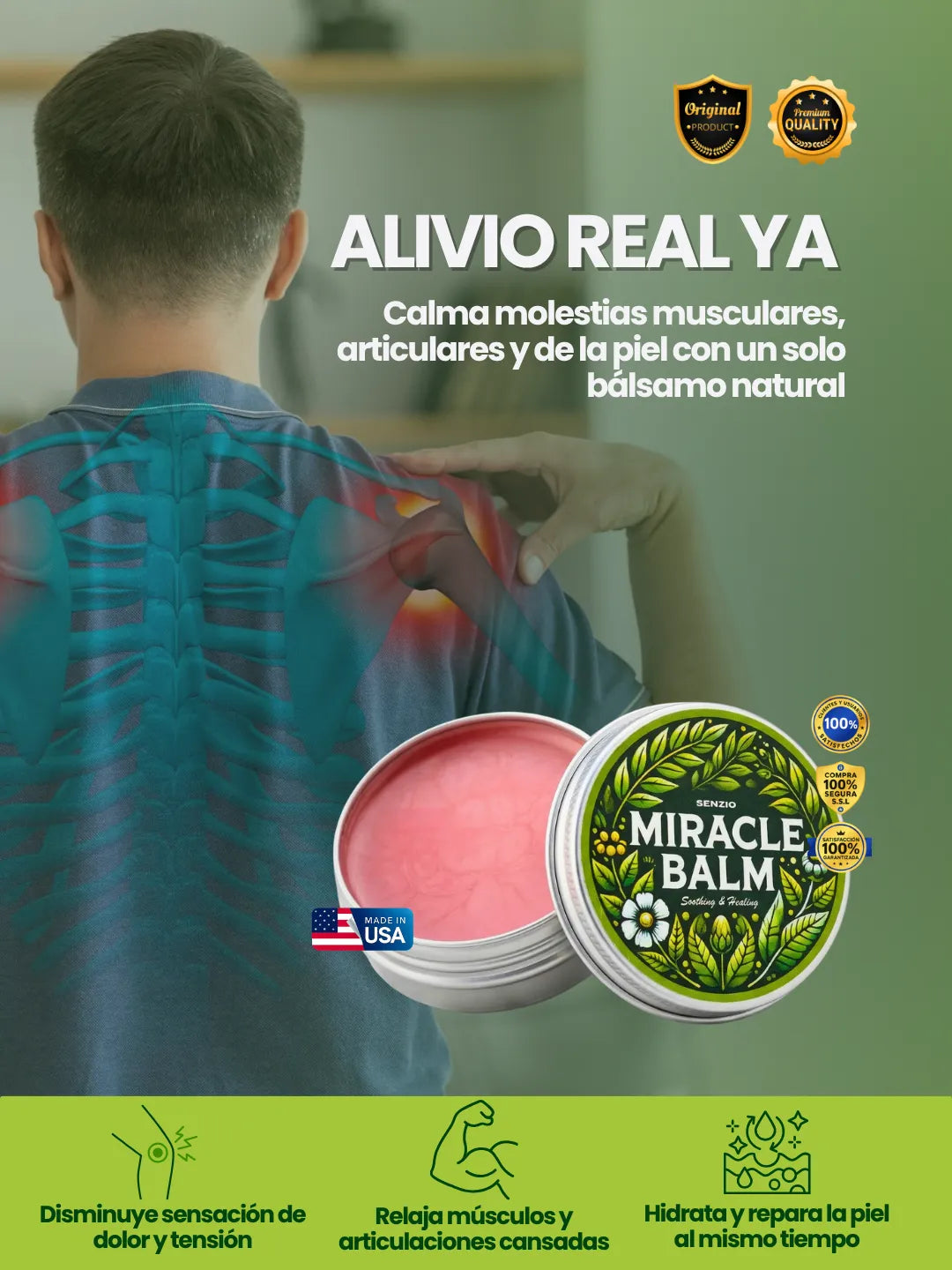 Miracle Balsamo| Quita el Dolor de Rodillas, Manos y Cuello