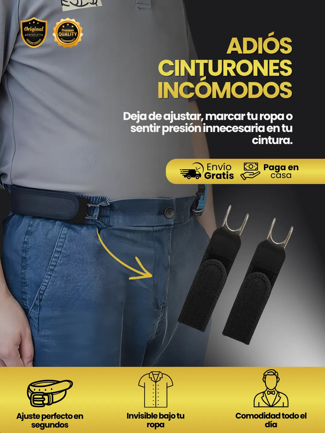 COMBO Cinturón Sin Hebilla | ACABA con Hebillas Incómodas y Pantalones Caídos